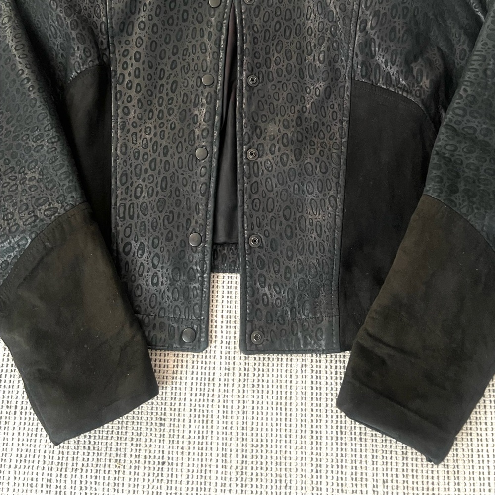 Vakko Neiman Marcus Cropped Leather Jacket Vintage Black - Picture 15 of 16